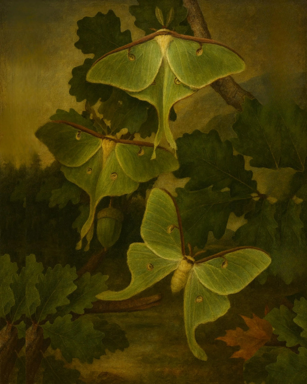 Framed Luna Moth Print – Actias luna Vintage Natural History Wall Art 8x10